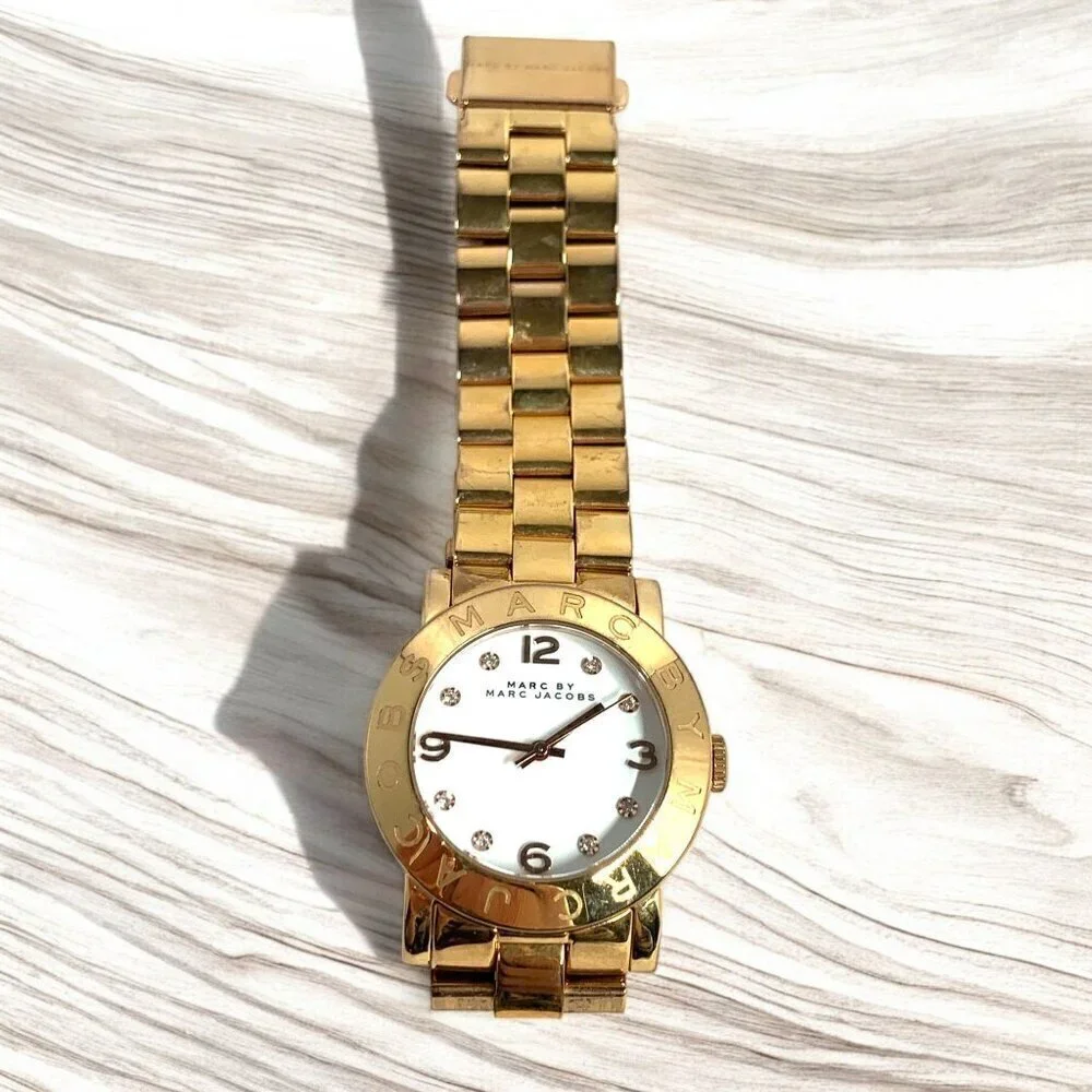 Marc Jacobs AMY Rose Gold Tone Stainless Steel Analog Crystal Wristwatch MBM3077